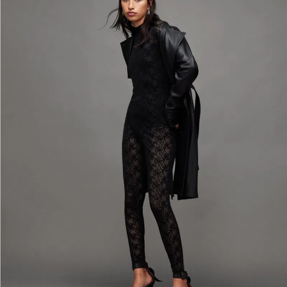 All Saints Black Lace Bodysuit